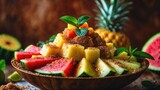 Classic Indonesian fruit medley with coconut sugar, Tasty Treat.