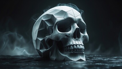 Fototapete - Abstract 2D Illustration of a Geometric Skull