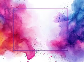 Poster - Vibrant Abstract Watercolor Background with Splashes of Pink, Purple, and Orange for Creative Design and Artistic Projects