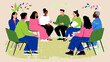 © Oksa Art - Diverse Group Engaged in Open Discussion During Support Group Meeting