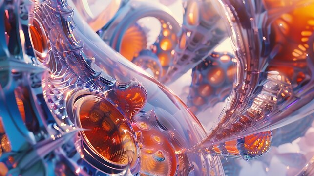 Abstract 3D Rendering of Colorful Organic Structures with Intricate Details and Soft Lighting