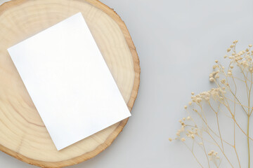 Wall Mural - still life with smooth paper on wooden cutting board and delicate plants