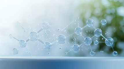 Aufkleber - Transparent molecular structures with bubbles, representing science