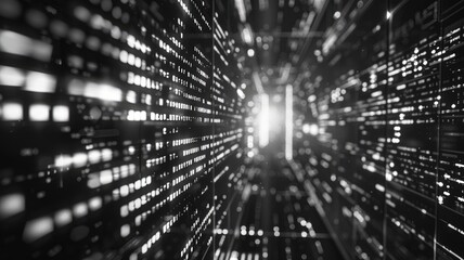 Abstract white light flowing effect in data server. Technology in modern globalization age hosting domain service to open website or store database in online storage. Supercomputer for backup. AIG53.