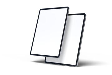 Fototapete - 3D Realistic modern tablet digital device mockup front view with blank screen and shadow isolated on background. Technology empty display template for ui, ux, app and website presentation