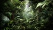© Huda - Lush Green Tropical Jungle With Sunlight Streaming Through Dense Vegetation