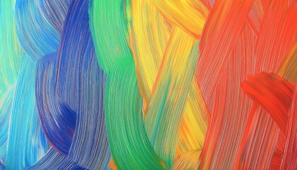 Aufkleber - vibrant abstract rainbow brushstroke texture with red, orange, yellow, green, and blue hues for background, artistic designs, and creative projects