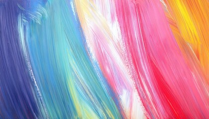Poster - dynamic multicolor brushstroke texture with vibrant pink, blue, and yellow abstract acrylic painting for modern design