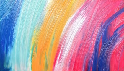 Poster - dynamic multicolor brushstroke texture with vibrant pink, blue, and yellow abstract acrylic painting for modern design