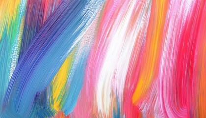 Aufkleber - dynamic multicolor brushstroke texture with vibrant pink, blue, and yellow abstract acrylic painting for modern design