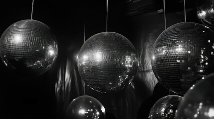 Poster - Monochrome photo of disco balls