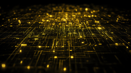 Poster - Illuminated data visualization digital network technology abstract environment aerial view futuristic concept