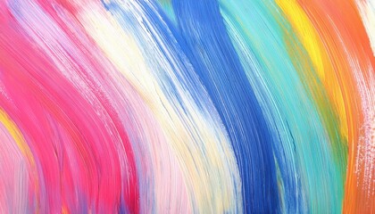 Poster - dynamic multicolor brushstroke texture with vibrant pink, blue, and yellow abstract acrylic painting for modern design