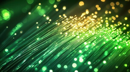 Leinwandbilder - Fiber optic telecommunication network, emphasizing light transmission through glass fibers, with intricate visuals of data pulses