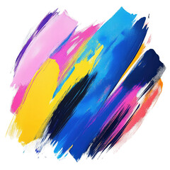 Poster - Vibrant Colorful Brush Strokes Presentation with Bright Yellow, Pink, Blue, and Black Tones for Artistic Backgrounds and Design Elements
