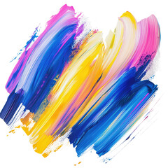 Poster - Vibrant and Colorful Abstract Background with Dynamic Brush Strokes in Vivid Blue, Yellow, Pink, and White Perfect for Creative Projects and Eye-Catching Designs