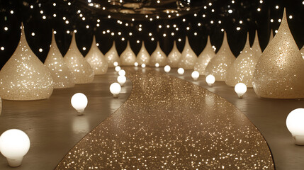 Poster - Magical light display event enchanting pathway decorative installation festive atmosphere eye-level view illumination concept