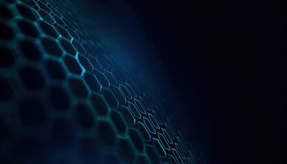 Leinwandbilder - futuristic glowing hexagonal mesh with fluid waves in dark blue tones, ideal for technology background, ai visualization, sci-fi design

