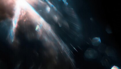 Poster - ethereal beam of refracted light in cosmic darkness, abstract futuristic energy flow, celestial glow for sci-fi background