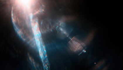 Poster - ethereal beam of refracted light in cosmic darkness, abstract futuristic energy flow, celestial glow for sci-fi background