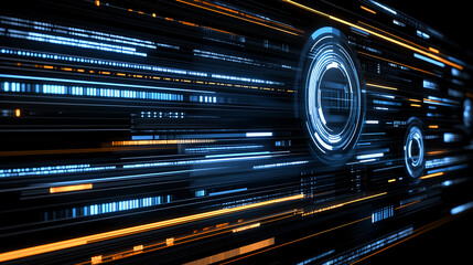 Fototapete - Dynamic digital motion visualization technology environment graphic design futuristic viewpoint abstract concept