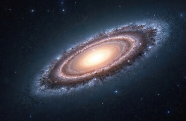 Aufkleber - Majestic barred spiral galaxy featuring bright center. Cosmic interstellar astral stellar photo with photogenic twinkle deep distant nebulae aglow luminance glimmer celestial elements. Breathtaking