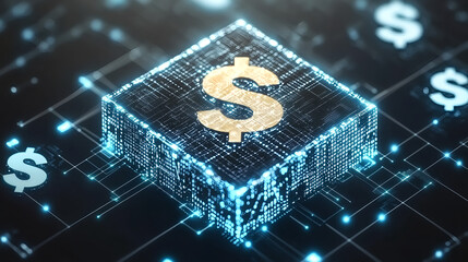 Poster - Digital currency innovation global finance 3d visualization high-tech environment close-up blockchain concept