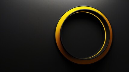 Poster - Golden rings on a textured black surface. Luxury and elegance concept. Abstract art of contrast color with black and yellow with circle shape. Digital artwork of shape place on dark background. AIG53.