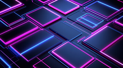 Aufkleber - Dynamic neon shapes animation digital art motion graphics futuristic environment aerial view technology concept