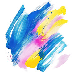 Poster - Vibrant Abstract Brush Stroke in Shades of Blue, Pink, and Yellow, Perfect for Modern Art and Creative Designs, Expressing Energy and Motion with a Fun Artistic Flair