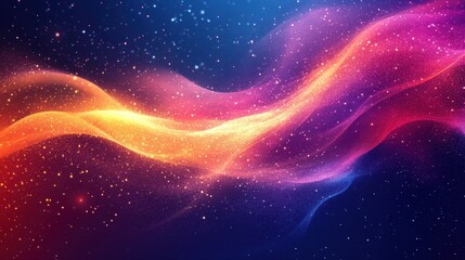 Wall Mural - Vibrant cosmic waves of colorful light under starry night sky