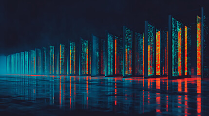 Poster - Digital transformation showcase virtual environment conceptual art futuristic design abstract perspective