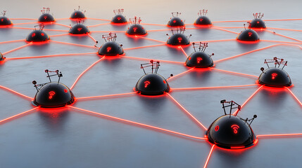 Poster - Innovative network connectivity models digital environment technology visualization futuristic design aerial perspective data science