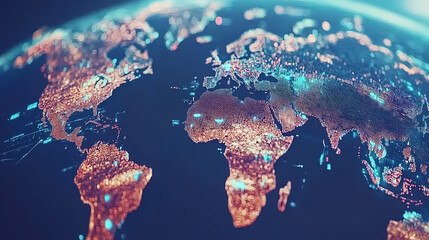 Poster - Global data visualization digital world infographic technology aerial view connectivity concept