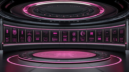 Poster - Interactive digital display showcase virtual studio 3d environment futuristic design eye-level perspective