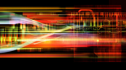 Aufkleber - Dynamic abstract light waves and graphs digital art technology vibrant environment abstract viewpoint