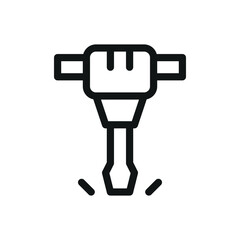 Poster - demolition jack hammer line icon, pneumatic rock drill vector symbol with editable stroke
