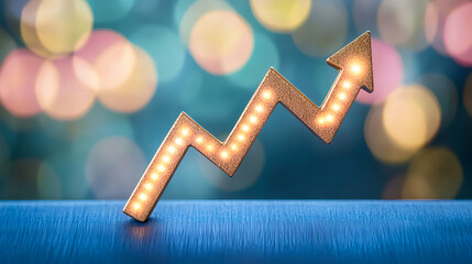 Poster - Business growth trends urban setting graphical illustration blurred background elevated perspective financial success