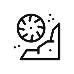 Poster - Mining saw blade line icon, mining machinery vector symbol with editable stroke