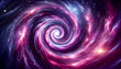 © Warittha - Law of attraction A cosmic spiral galaxy of swirling pink and purple light, with a dark core and bright glowing edges,3