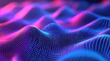 Glowing particle wave landscape, dynamic digital backdrop