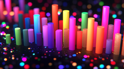 Poster - Dynamic color waveform display digital art abstract visualization studio setting close-up view vibrant lighting concept