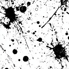 Poster - Abstract Black Ink Splatter on White Backdrop: Dynamic and Bold Artistic Expression Canvas for Designers