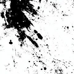Poster - Abstract Black Ink Splatters on White Background, Modern Minimalist Art