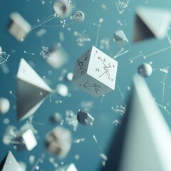 Poster - Abstract Geometry: Floating Shapes, Lines, and Light in a Dreamlike Atmosphere