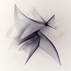 Leinwandbilder - Abstract Line Art Sculpture: Geometric Shapes and Modern Design on Soft White Background