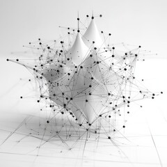 Leinwandbilder - Abstract Minimalist Network Structure with Geometric Shapes and Black Nodes on White