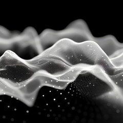 Poster - Abstract White Network on Black Background - Data Visualization and Technology Concept
