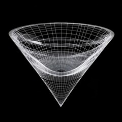 Poster - abstract wireframe funnel: a 3d perspective of converging lines in white against a black background.
