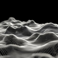 Aufkleber - Abstract Wireframe Landscape on Black: Serene, Minimalist Design with Depth and Texture.